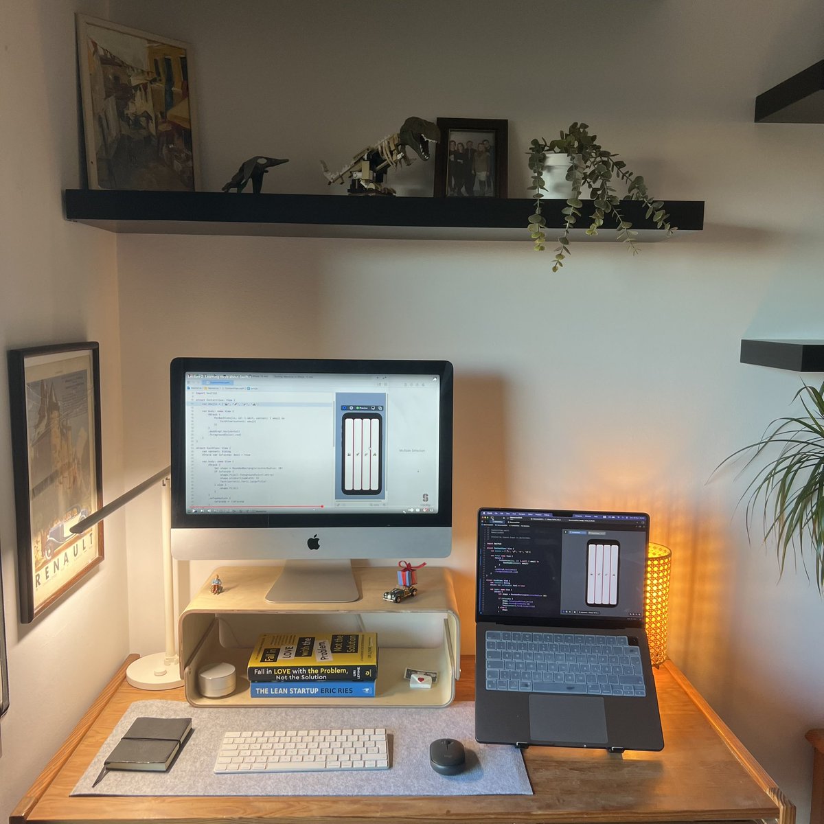 bucklajean's tweet image. ⏳ Day 102 of #100DaysOfSwiftUI :
Stanford #CS193p Lecture 2 (part 1).

This desk setup was my wife’s Christmas gift. 🎁🎄She styled it IG-beautifully and bought missing pieces to inspire my coding! 😍