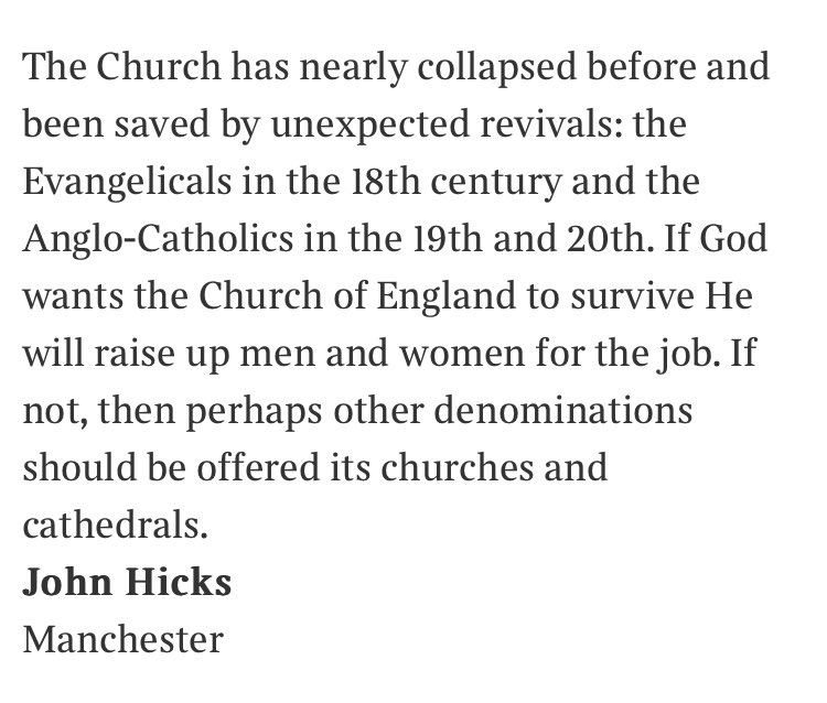 MadsDavies's tweet photo. Letter in The Sunday Times. ‘If God wants the Church of England to survive He will raise up men and women for the job.’ https://t.co/RXgojT3xs2