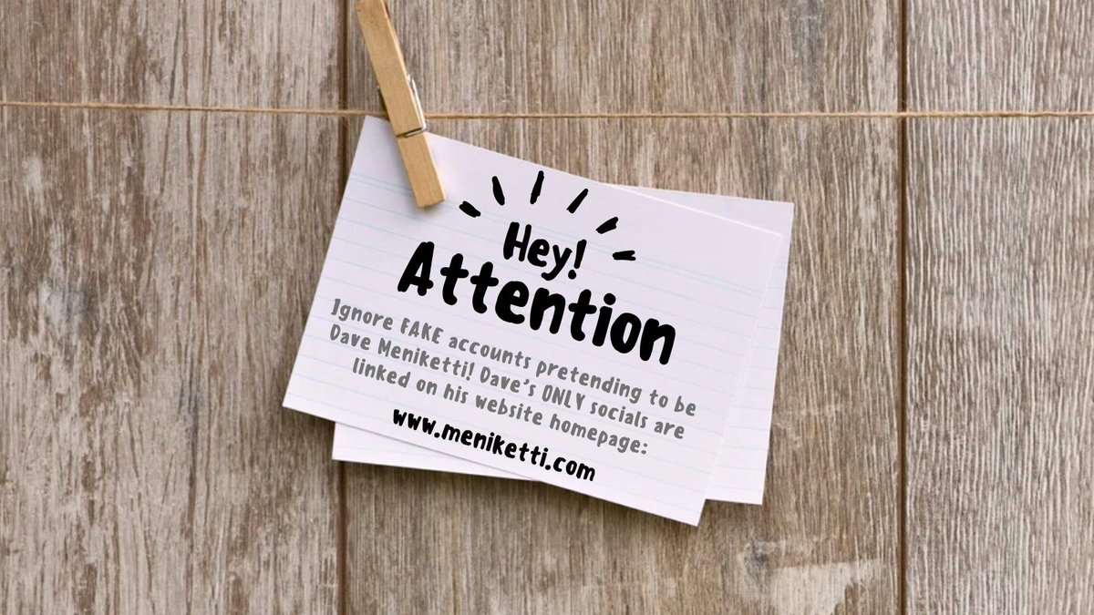 Don't be fooled by FAKE social media accounts claiming to be Dave Meniketti! Dave will NEVER ask anyone to DM him. The ONLY real Dave accounts are linked on his website homepage meniketti.com --don't follow others; those frauds will soon ask you for money or ID info
