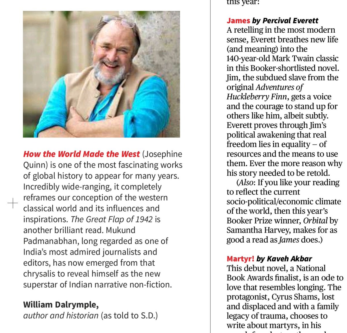 I chose Josephine Quinn &amp; <a href="/muk22/">Mukund Padmanabhan</a> Mukund Padmanabhan as my Books of the Year <a href="/the_hindu/">The Hindu</a> 

"How the World Made the West is one of the most fascinating works of global history to appear for many years. Incredibly wide-ranging, it connects disparate parts of the ancient world with