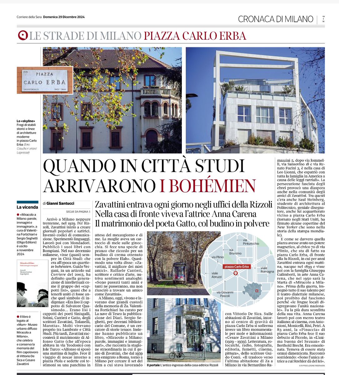Piazza Carlo Erba e la carriera di Cesare Zavattini: dalla Rizzoli all'abitazione della Marta di «Miracolo a Milano» | Corriere.it milano.corriere.it/notizie/cronac…