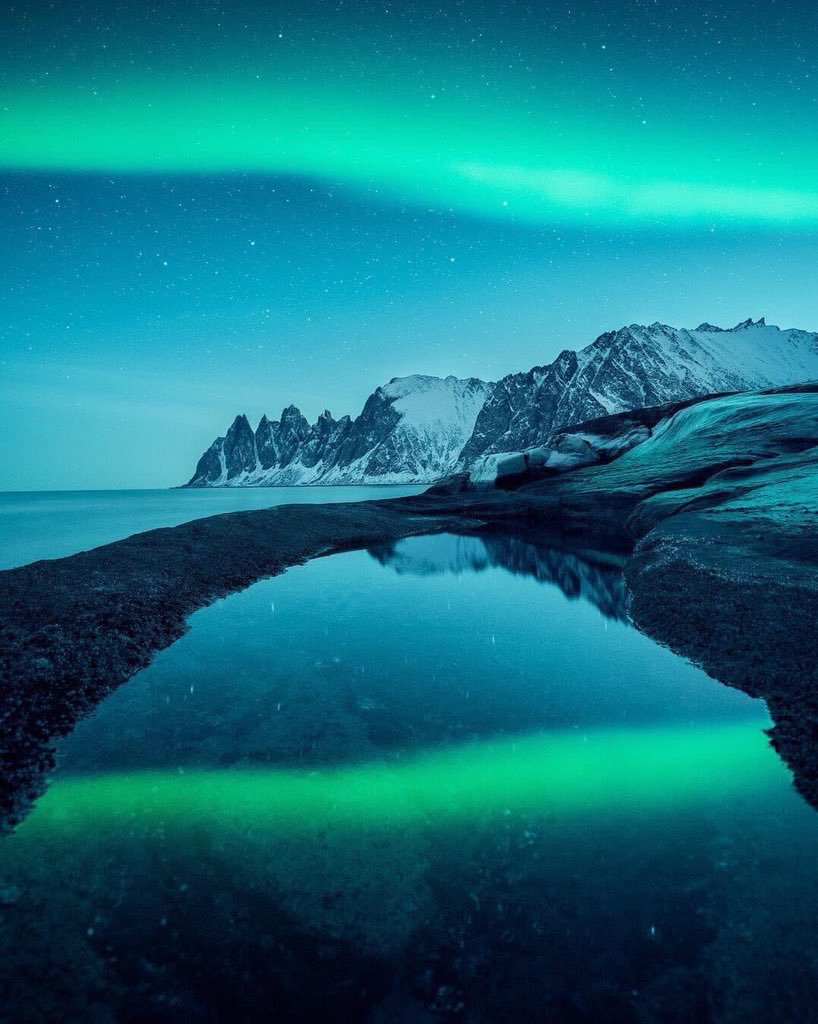 Amazing aurora reflection over Norway ✨