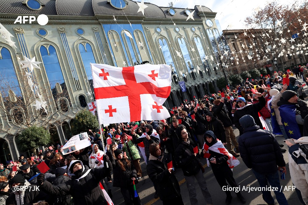 #BREAKING Thousands of Georgians protest outside parliament against inauguration of new president