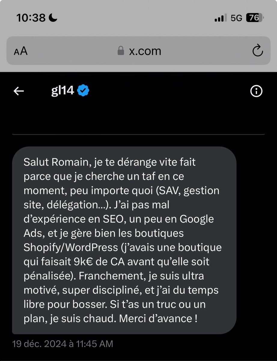 Pour ceux qui cherche un gars déter, je viens de voir le message de <a href="/MarouaneAchir/">Mar1</a> dans mes DM 👇