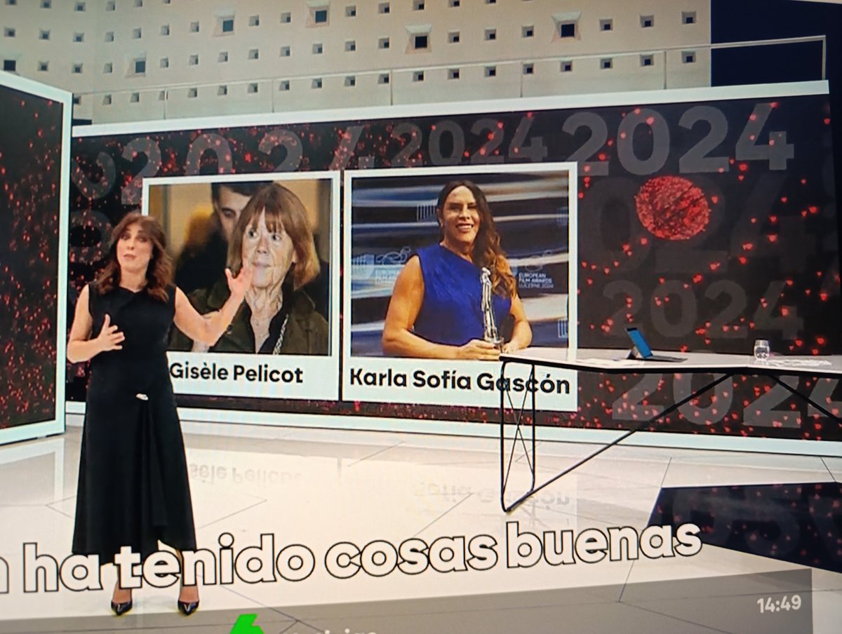NuriaCSopena's tweet photo. Para @helenaresano
en las "cosas buenas del 2024" están a la misma altura Gisèle Pelicot, una mujer que ha tenido que sobrevivir a la violencia sexual brutal de más de 100 violadores que un hombre autoidentificado mujer que "ha ganado" un premio por trans. 
Duele ver la imagen. https://t.co/IQaakZBpDc