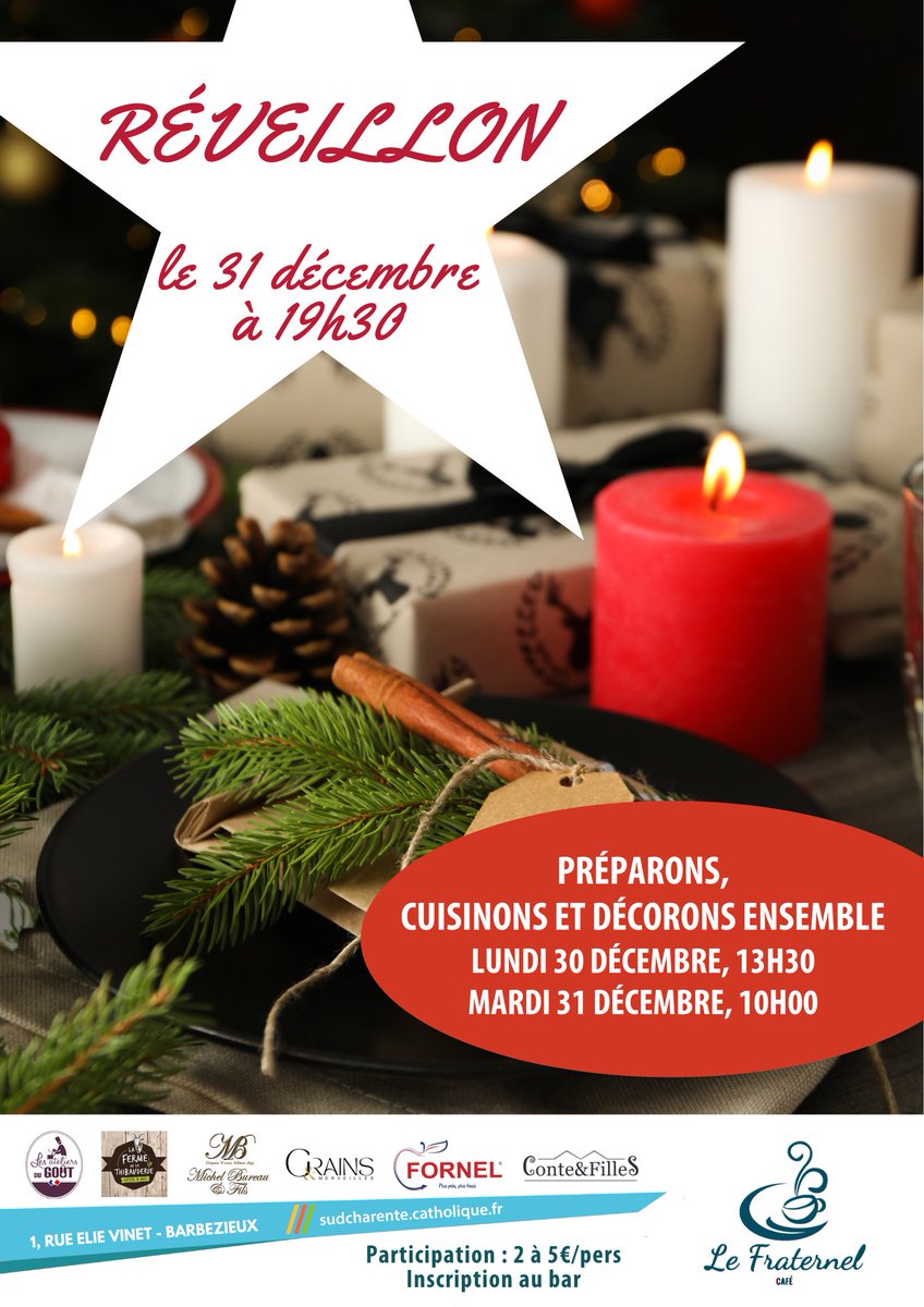 diocesecharente's tweet photo. Le bar associatif Le Fraternel à Barbezieux propose un réveillon solidaire. Décorons, cuisinons et faisons la fête ensemble ! https://t.co/m9TrRcHgDC
