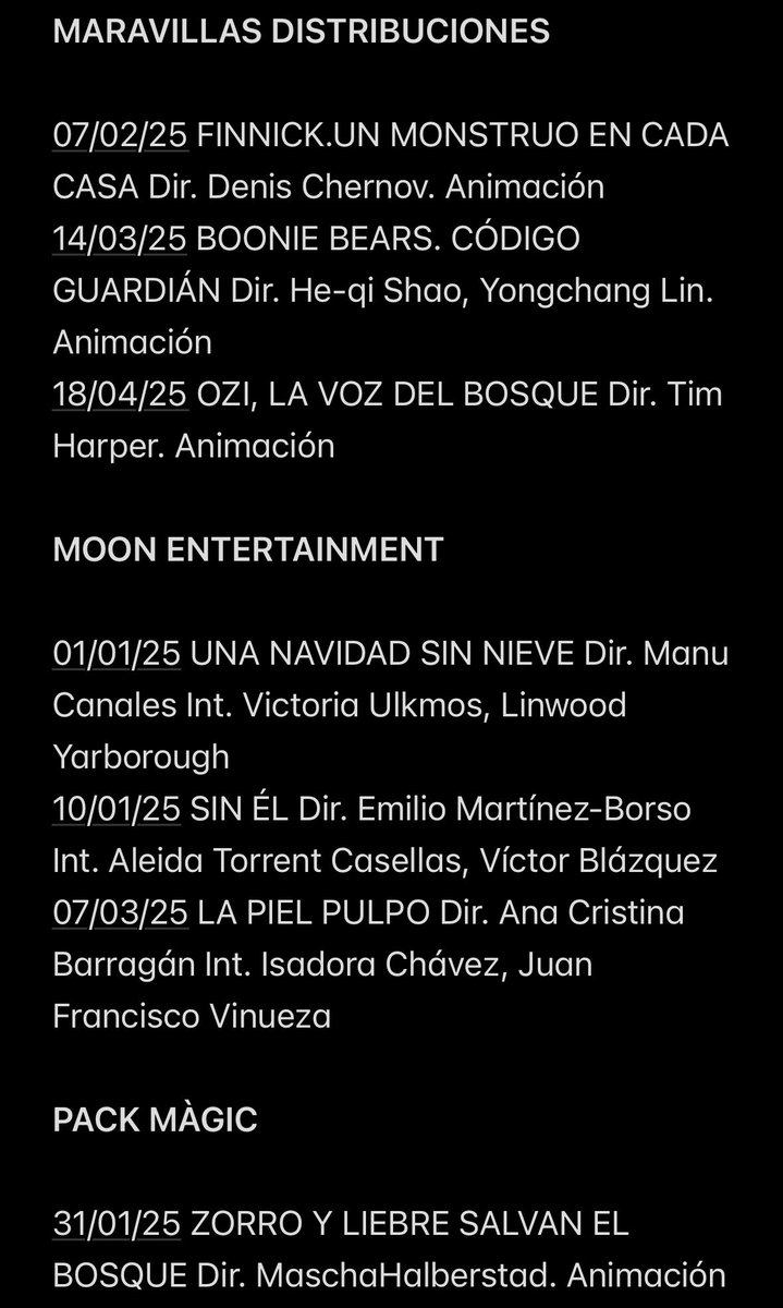 _infocine's tweet photo. CALENDARIO COMPLETO DE ESTRENOS 2025-2027 @karmafilms @LaAventuraCine @LAZONAcine @madferfilms @maravillasfilms #MoonEntertainment @PackMagic_ @paramount_spain @puntalfilms @ReversoFilms @RitaLucaFilms https://t.co/FJ8yaoJAYT