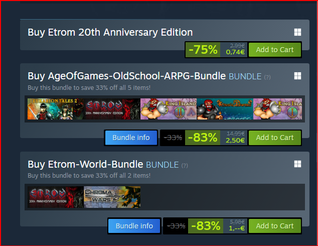 It's the holidays, snag yourself a crazy good #indiegames deal! 

75% of most of our titles, they're selling for literal pennies! 

Buy an entire bundle for the price of one game!

Grab 'em whilst they're HOT 🧯

#indiedev #indiegame #indiegamedev #SteamWinterSale