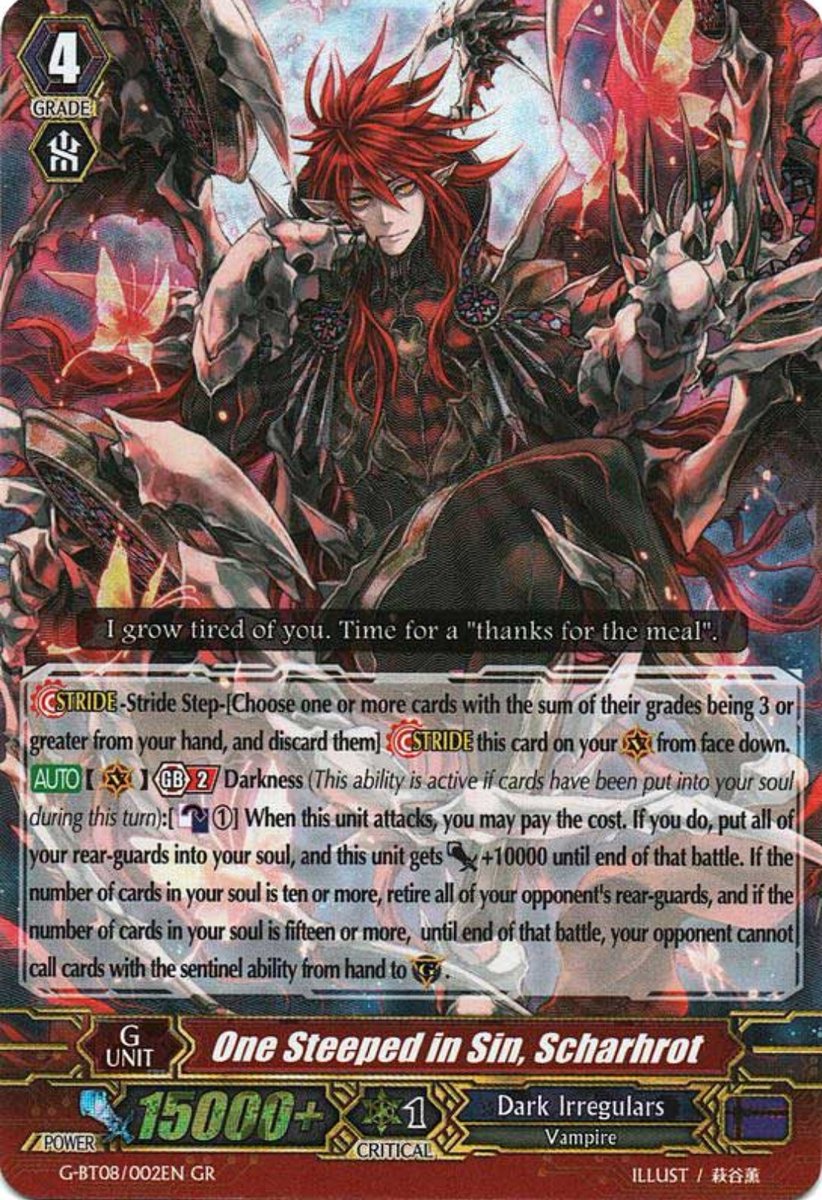 Day 28: Top 4 Favorite Strides?

Since I was a gold and Tachi Main during that time my favorite 2 in Dogma and Gutguit. Also Scharhrot for red hair bonus and cross origin for lore reason. 😎

#30DayVanguardChallenge