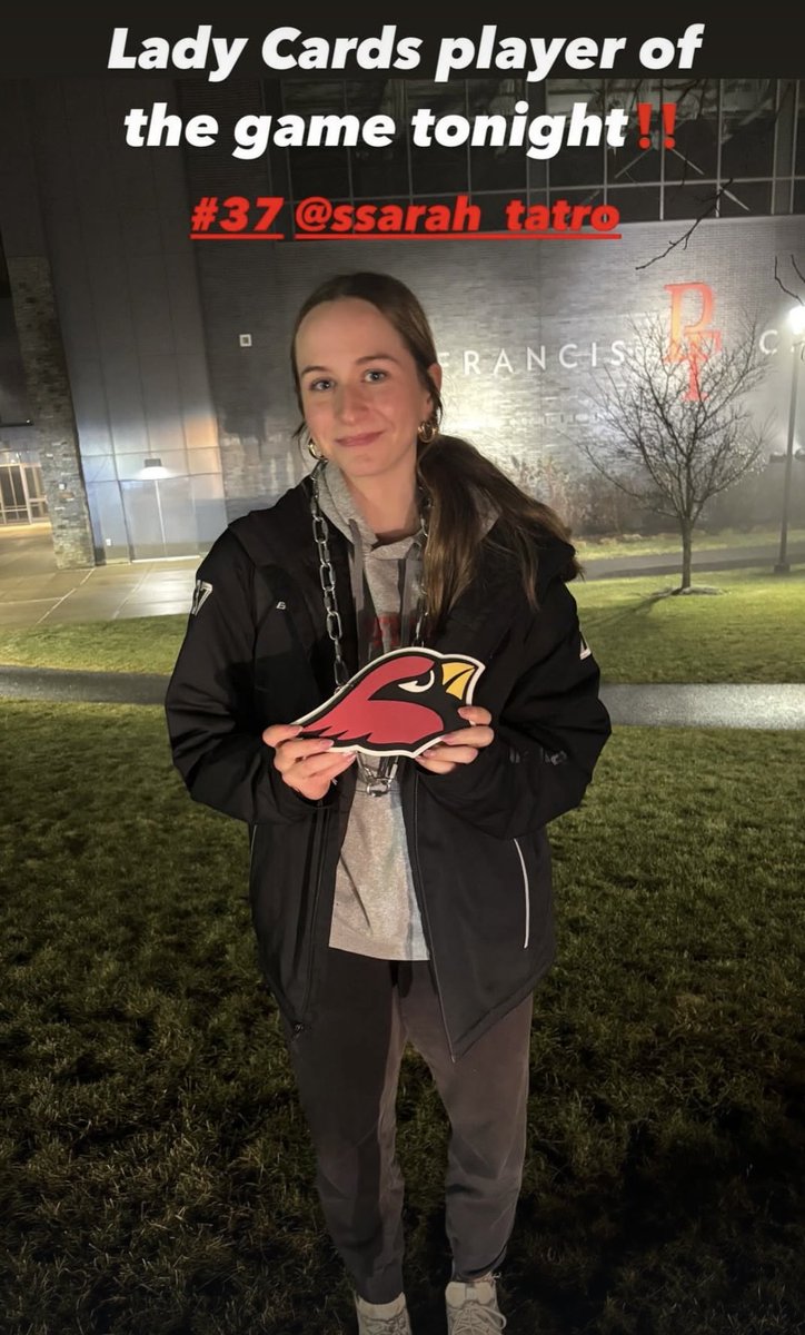 Congrats to our senior captain Sarah Tatro for earning last night’s Miss Cardinal Team Unity Chain in a tough loss at St Mary’s Lynn. Sarah’s leadership on and off the ice didn’t go unnoticed, as we are lucky to have Sarah patrolling our blue line! Relentless!