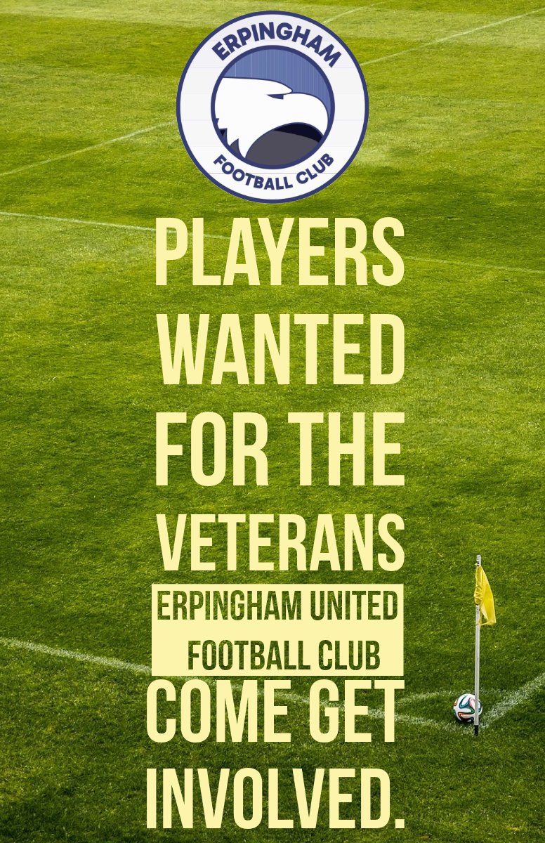 Erpingham United (@erpinghamfc) on Twitter photo Over 35? Looking for a new club? We're looking to strengthen our Veterans team
Message if you're interested
<a href="/NCFAVetsLeague/">The One Broker Norfolk Veterans League</a> <a href="/NorfolkCountyFA/">Norfolk County FA</a> <a href="/NorfolkFootball/">Norfolk Football ⚽️</a> Over 35? Looking for a new club? We're looking to strengthen our Veterans team
Message if you're interested
<a href="/NCFAVetsLeague/">The One Broker Norfolk Veterans League</a> <a href="/NorfolkCountyFA/">Norfolk County FA</a> <a href="/NorfolkFootball/">Norfolk Football ⚽️</a>