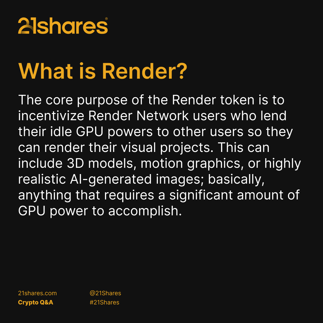 21shares's tweet photo. GPU revolution incoming! Ever wondered how blockchain is transforming digital rendering? Our Crypto Unpacked series dives into the @rendernetwork  - the decentralized marketplace powering creative computing. Learn how artists and creators are reimagining computational power. 💻 https://t.co/GbFdXzkpFa