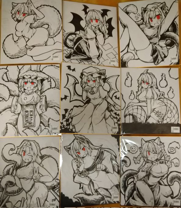 C105二日目(月)タ-09a「とびひざげり」、むむむ自身の新刊はありません。仕事が収まらなかったのと空いた余暇を風邪に費やしたのが理由です。連続で申し訳ない…
例の苦し紛れ詫び金マッキー色紙を用意しておきます。詫びと言った割に 

°˖✧先 着 順✧˖° 

となります。
(金はこれから塗ります) 