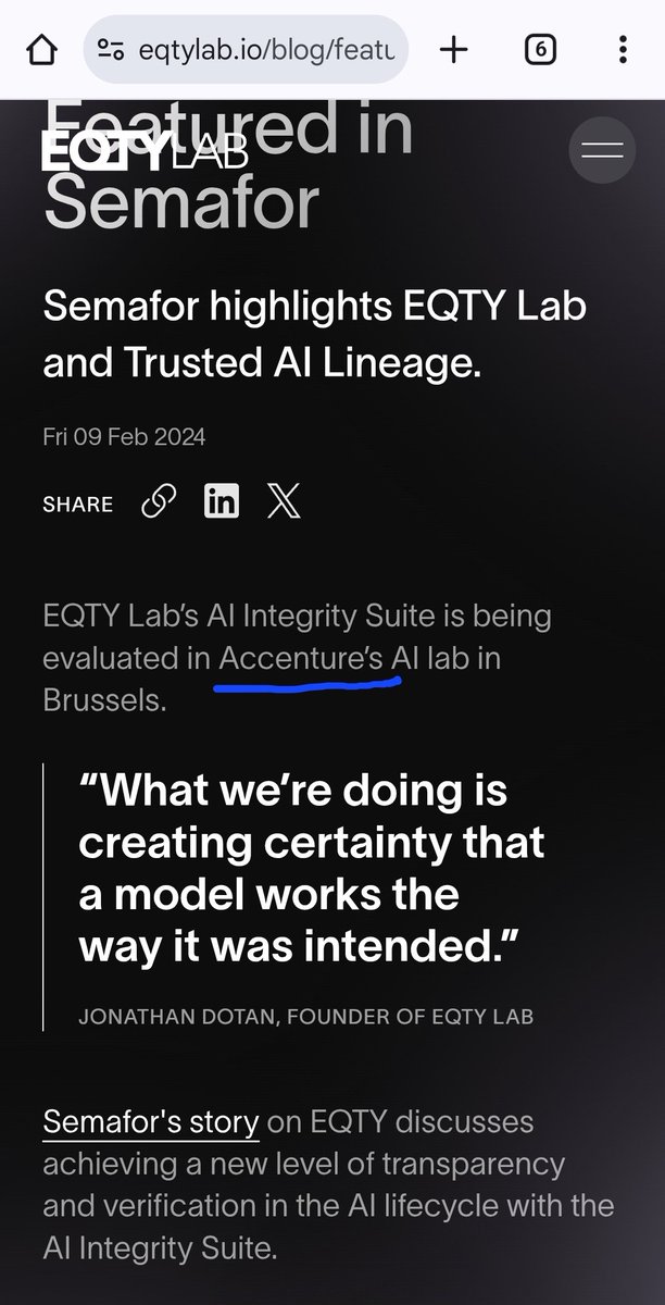 Control_Alt_BTC's tweet photo. EQTY Lab & #Accenture
#EQTYlab #Nvidia #AI #Intel #ADQ #ClimateGPT #Dell #Hedera #HBAR #EMTECH @markchadwickx
(Note. Accenture is EMTECH ("CBDC dev.) and Ripple investor. Emtech 🤝 Hedera) https://t.co/Rc5AYhS29i