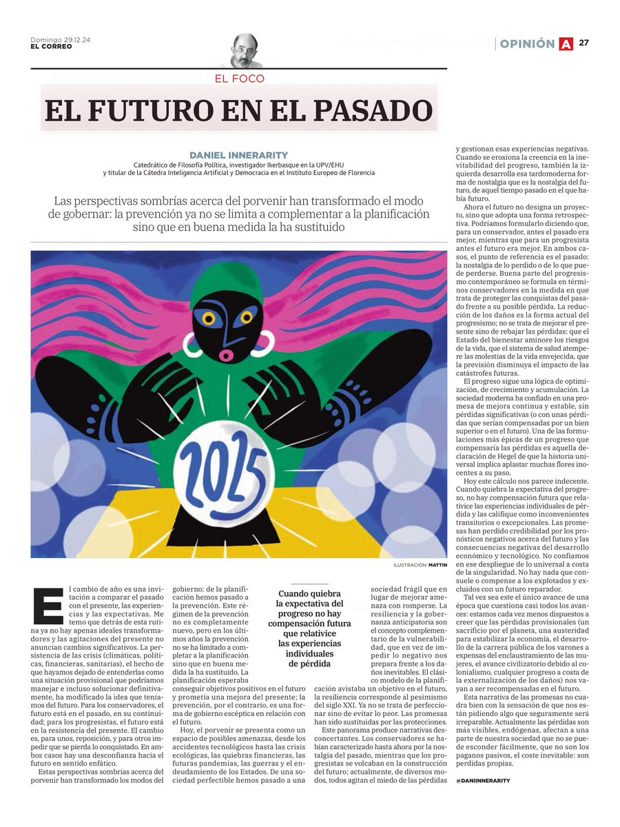 ¿Por qué hoy para tantos el futuro está en el pasado? Doy una explicación en El Correo y el Diario Vasco