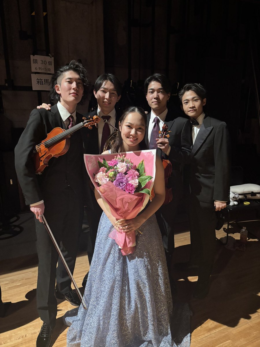 フレッシュフィルの運営の4人！指揮の丸岡侑司くん、コンマスの大森駿音くん、安村直生喜くん、渡邊昂太くん、本当にありがとう😌
(↑一応4人とも学年は1個上の先輩らしい)