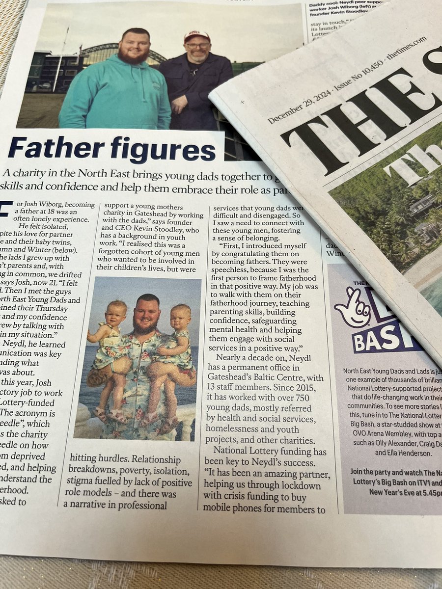 North East Young Dads & Lads (NEYDL) (@neydandl) on Twitter photo A great feature on <a href="/NEYDandL/">North East Young Dads & Lads (NEYDL)</a> and the continuous support provided by <a href="/TNLComFund/">The National Lottery Community Fund</a> in <a href="/thetimes/">The Times and The Sunday Times</a> magazine today. Thank you <a href="/TNLComFund/">The National Lottery Community Fund</a> for helping us to transform the lives of young dads like Josh. A great feature on <a href="/NEYDandL/">North East Young Dads & Lads (NEYDL)</a> and the continuous support provided by <a href="/TNLComFund/">The National Lottery Community Fund</a> in <a href="/thetimes/">The Times and The Sunday Times</a> magazine today. Thank you <a href="/TNLComFund/">The National Lottery Community Fund</a> for helping us to transform the lives of young dads like Josh.
