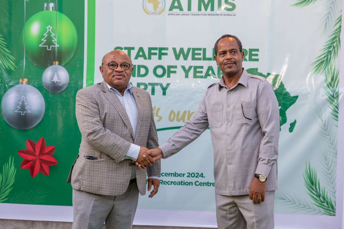 ATMIS (@atmis_somalia) on Twitter photo On Friday in #Mogadishu, #ATMIS held a year-end ceremony to honour its personnelās contributions in advancing the missionās mandate.
Special Representative of the Chairperson of the African Union Commission (SRCC) and Head of ATMIS, Ambassador <a href="/souefmo_elamine/">Souef Mohamed El-Amine</a>, praised efforts On Friday in #Mogadishu, #ATMIS held a year-end ceremony to honour its personnelās contributions in advancing the missionās mandate.
Special Representative of the Chairperson of the African Union Commission (SRCC) and Head of ATMIS, Ambassador <a href="/souefmo_elamine/">Souef Mohamed El-Amine</a>, praised efforts