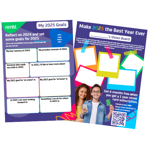 2025 is just around the corner! 🌟 Ready to start the year with purpose? The free, nimbl 2-sided worksheet helps kids reflect on 2024 and set meaningful goals for the year ahead. Download it today and kick off 2025 with a clear vision! 🎯✨ eu1.hubs.ly/H0fzrXx0