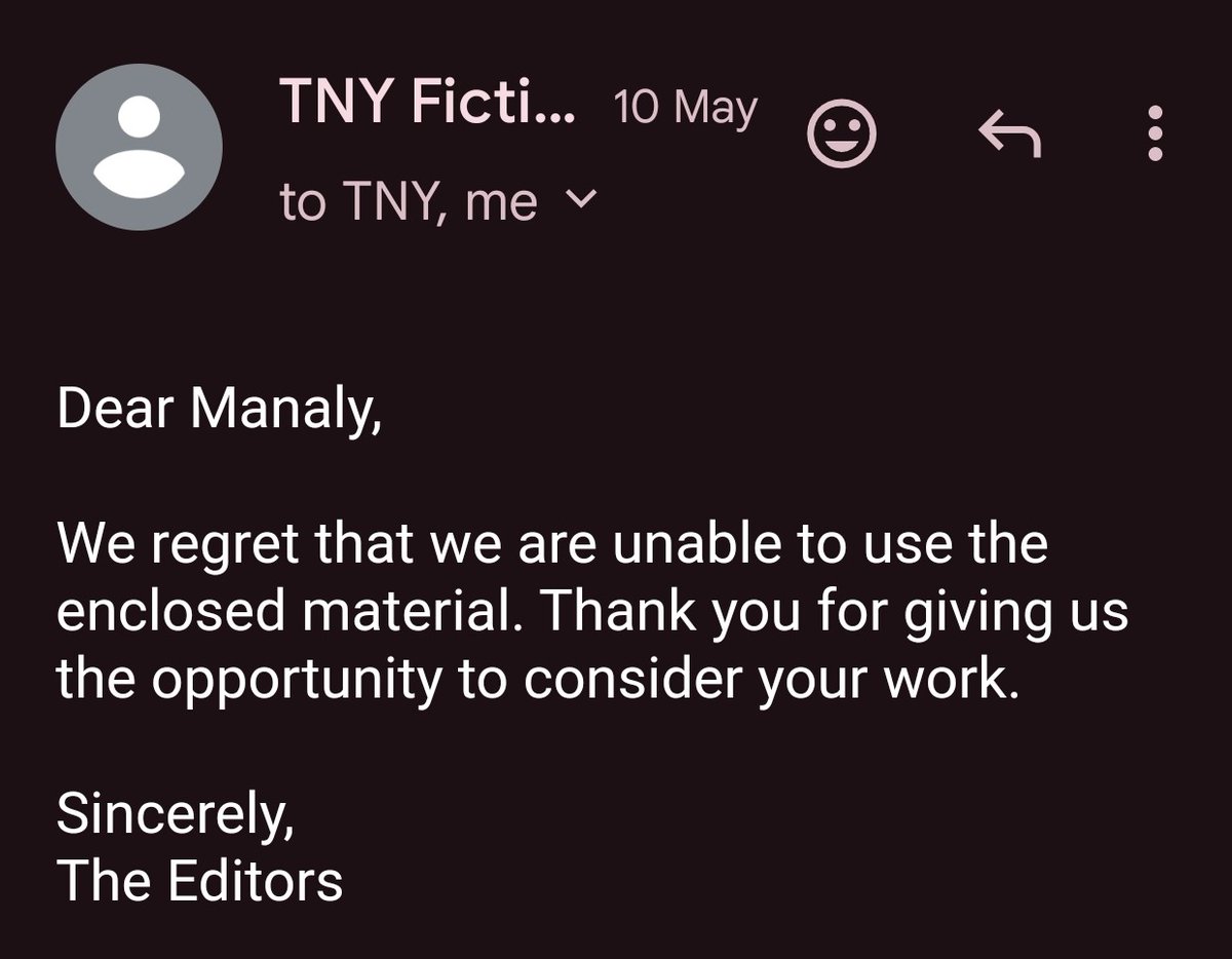 Throwback to when I got a rejection email from the <a href="/NewYorker/">The New Yorker</a> ✨