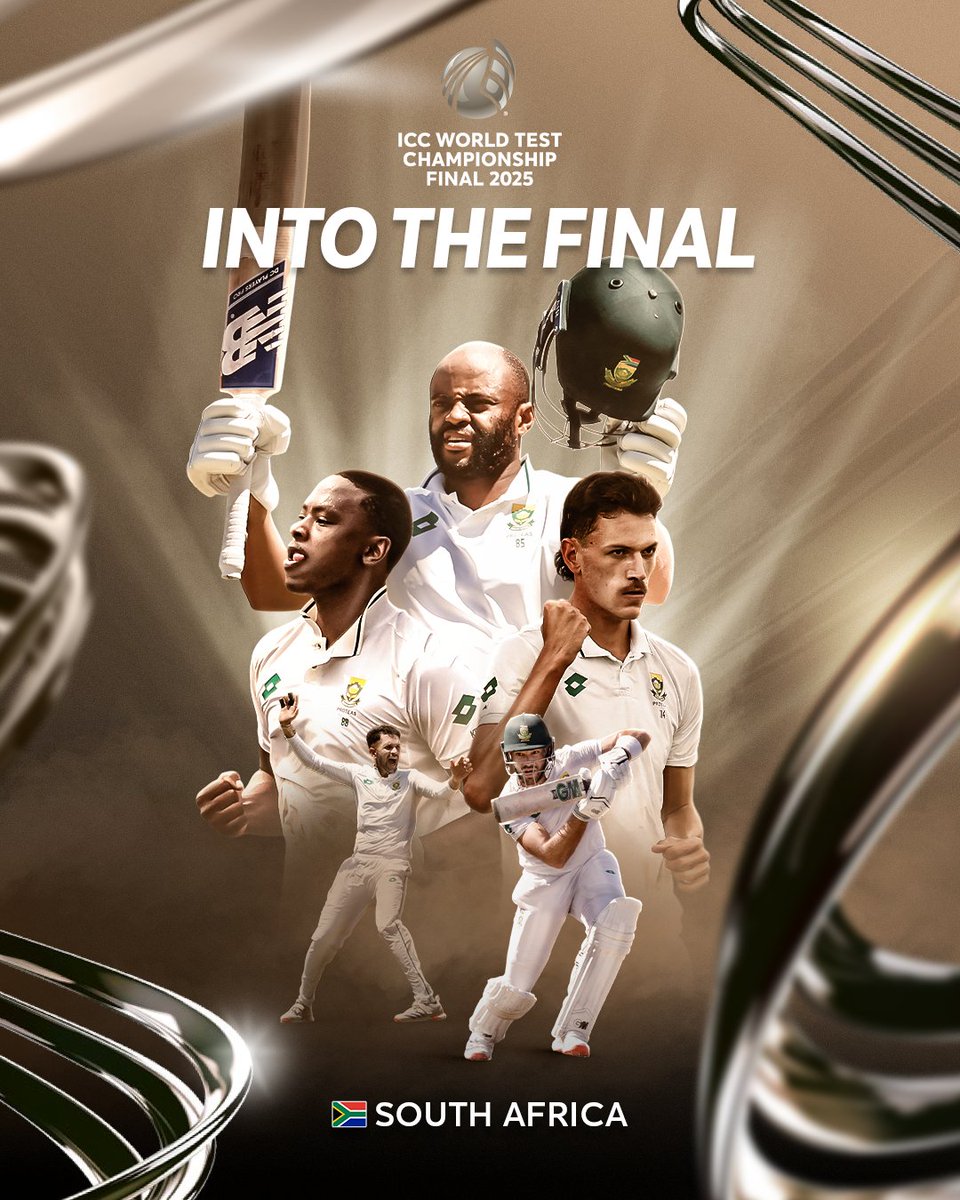 𝙁𝙄𝙍𝙎𝙏 𝙁𝙄𝙉𝘼𝙇𝙄𝙎𝙏 𝘾𝙊𝙉𝙁𝙄𝙍𝙈𝙀𝘿 🇿🇦 

South Africa are headed to Lord's for the #WTC25 Final 🤩 

#SAvPAK ➡ icc-cricket.com/tournaments/wo…