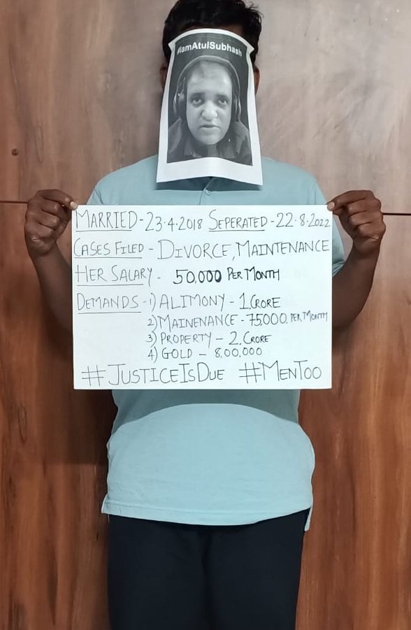 office_of_HH's tweet photo. How many more Atul need to be sacrificed before our system changes.

Crime to be a man in India 

#GenderBiasedLaws 
#IAmAtulSubash 
#MenToo
#FalseCases 
#JusticeIsDue 
#justiceforAtulSubash https://t.co/LVtwprnd8Z