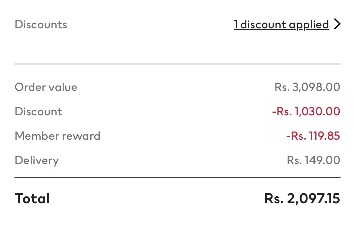 punitgor's tweet image. So @hm you’re saying it costs more with discount applied? 🤔