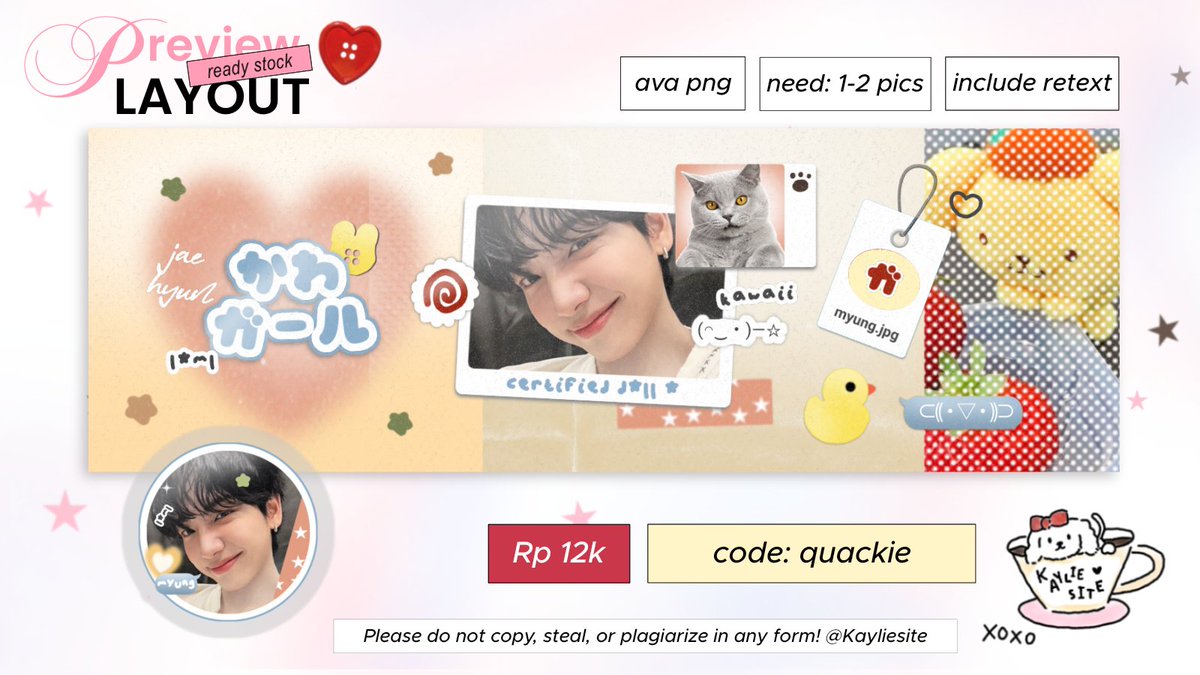 Help RT, please? Ddaengkyu <!3

おやすみ . . ! ? ☎️🏷️ Aku bawa layout ready stock Karina dan Giselle aespa, juga Leehan dan Myung Jaehyun BOYNEXTDOOR >___= harganya 12k (free retext) 🍰👩🏻‍🍳🥛⭐ bisa langsung DM aku yaaa! Aku juga open request, feel free to ask 💬🩷

#zonauang