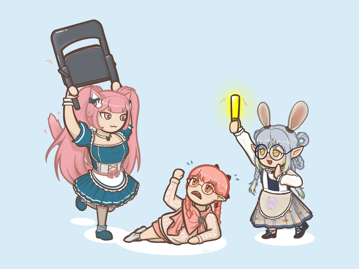 1st of 3 auction winners: Remi! (with Roobi &amp; Healing Way)

Super fun comm but please don't hit anyone with a metal chair 😵‍💫