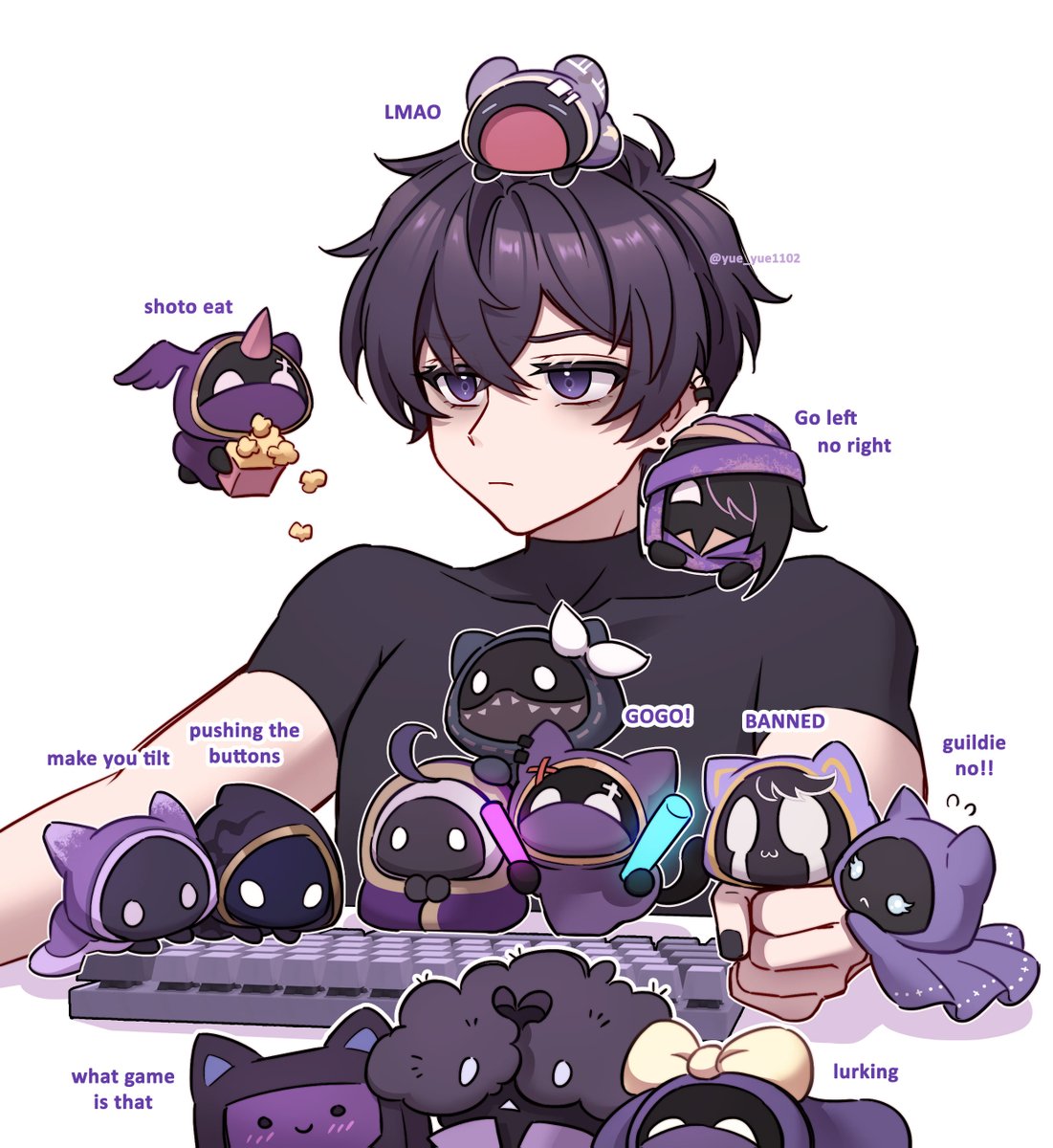 yue_yue1102's tweet photo. May all guildies are healthy &amp; happy to continue annoy our guild leader next year 💜 #ArtoftheRogue #guildiesona https://t.co/iid7eXILee