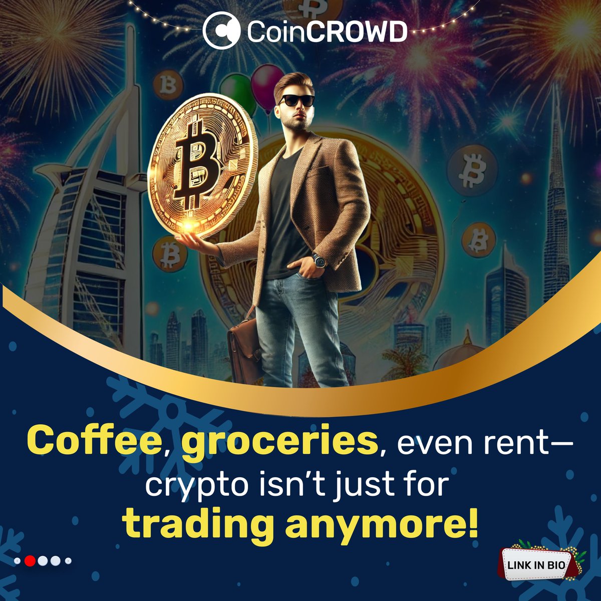 coincrowdinc's tweet photo. Crypto isn’t just for HODLing anymore—it’s changing how we live, shop, and spend! ☕🛍️🏠 From coffee to rent, 2024 made crypto the go-to way to pay. 
Curious how? 

Tap the link to explore how crypto is revolutionizing everyday spending! 🚀👇
 https://t.co/Psx2yH9nEY
#coincrowd https://t.co/LYv1XkRSfr