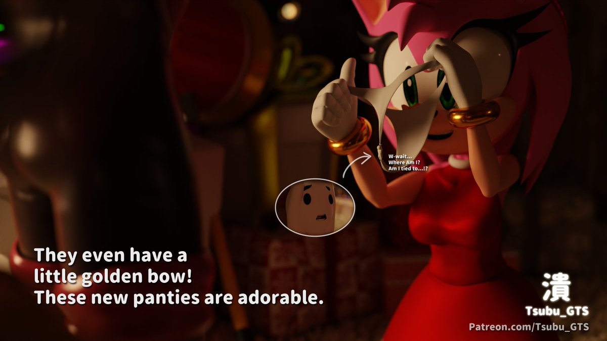 It seems like Amy got some lovely panties for Christmas, but... what are you doing tied to them?!

Full 3 panel comic available on the P Page! ✨

#giantess #sizetwitter #sizefetish #巨大娘 #サイズフェチ