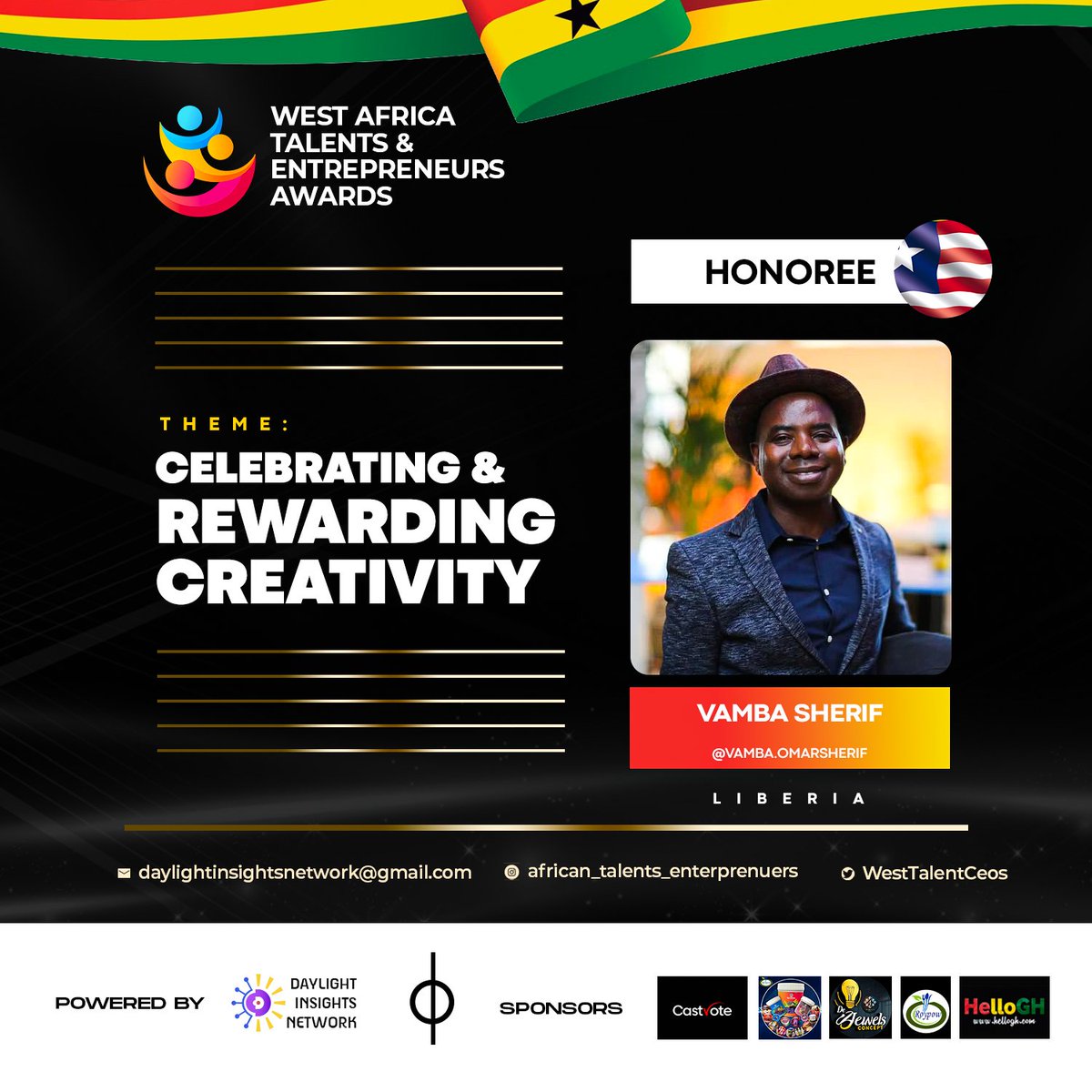 Honoured to be nominated for The West Africa Talents and Entrepreneur Awards in Accra, Ghana! Thank you so much for this recognition! Grateful!