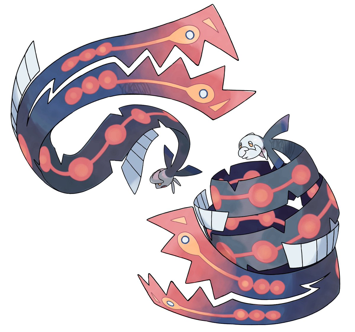 Yokaiju1's tweet image. Since the video&apos;s out now, here&apos;s my submission for @Truegreen7 &apos;s evolution contest!
The &apos;form&apos; is meant to look like a princess on a tower with a dragon around it.

(original design in the last pic)