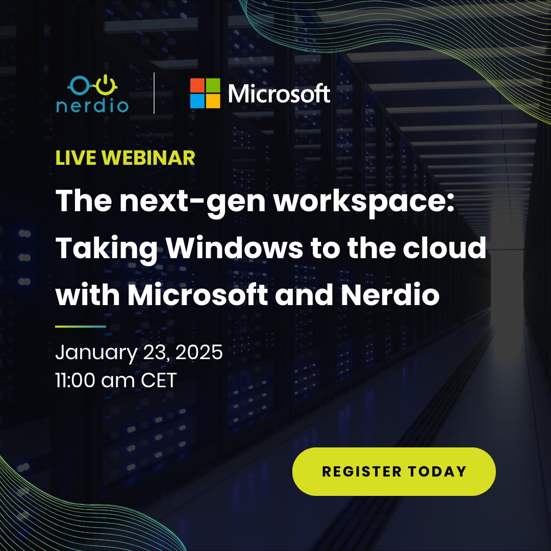 🪟➡️☁️

Can you guess what this webinar with <a href="/Microsoft/">Microsoft</a> and Nerdio is about?

That's right, we're sharing how to take your Windows setup to the cloud, exploring Microsoft's vision for the cloud and the Nerdio advantage. Register today: getnerdio.com/webinar-next-g…