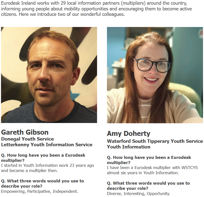 Eurodesk Ireland (@eurodeskireland) on Twitter photo Meet our great multipliers Gareth <a href="/yicletterkenny/">YIC Letterkenny</a> and Amy <a href="/WaterfordYIC/">youthinfo</a>➡️shorturl.at/MpAca <a href="/Leargas/">Léargas</a> @dcediy <a href="/audrey_frith/">Audrey FRITH</a> <a href="/matorphanides/">Mathieu Orphanides</a> <a href="/YouthInfoDub/">Youth Information</a> <a href="/yiyoungvoices/">#YMCAyouthinfo</a> <a href="/ywirl/">Youth Work Ireland</a> <a href="/nycinews/">NYCI</a> <a href="/eurireland/">EU Commission in Ireland</a> <a href="/EPinIreland/">European Parliament Ireland</a> <a href="/EURESIreland/">EURES Ireland</a> <a href="/QQI_connect/">QQI</a> <a href="/Crosscare1/">Crosscare</a> <a href="/spunout/">spunout.ie</a> <a href="/DonegalYouthSvc/">Donegal Youth Service</a> Meet our great multipliers Gareth <a href="/yicletterkenny/">YIC Letterkenny</a> and Amy <a href="/WaterfordYIC/">youthinfo</a>➡️shorturl.at/MpAca <a href="/Leargas/">Léargas</a> @dcediy <a href="/audrey_frith/">Audrey FRITH</a> <a href="/matorphanides/">Mathieu Orphanides</a> <a href="/YouthInfoDub/">Youth Information</a> <a href="/yiyoungvoices/">#YMCAyouthinfo</a> <a href="/ywirl/">Youth Work Ireland</a> <a href="/nycinews/">NYCI</a> <a href="/eurireland/">EU Commission in Ireland</a> <a href="/EPinIreland/">European Parliament Ireland</a> <a href="/EURESIreland/">EURES Ireland</a> <a href="/QQI_connect/">QQI</a> <a href="/Crosscare1/">Crosscare</a> <a href="/spunout/">spunout.ie</a> <a href="/DonegalYouthSvc/">Donegal Youth Service</a>