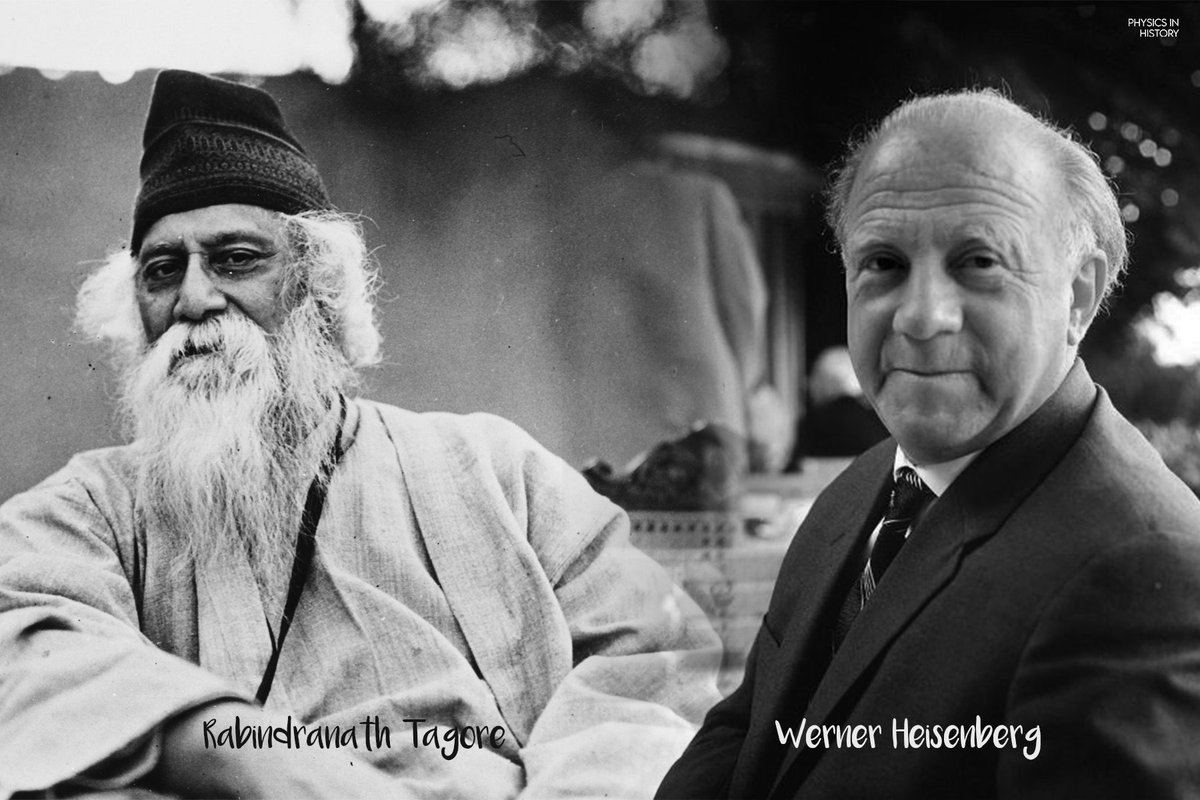 PhysInHistory's tweet photo. In 1929, Heisenberg spent some time in India as the guest of the celebrated Indian poet  Rabindranath Tagore, with whom he had long conversations about  science and  Indian philosophy. This introduction to Indian thought brought Heisenberg great comfort, he told me. He began to see that the recognition of  relativity, interconnectedness, and impermanence as fundamental aspects of physical  reality, which had been so difficult for himself and his fellow physicists, was the very basis of the Indian spiritual traditions. 

“After these conversations with Tagore,” he said, “some of the ideas that had seemed so crazy suddenly made much more sense. That was a great help for me.”

- Fritjof Capra