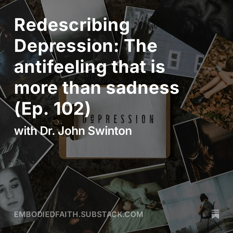 Is it a biological and chemical problem? Is it a mental and emotional problem? Is depression spiritual in nature?

Listen, Watch, Read: embodiedfaith.substack.com/p/redescribing…