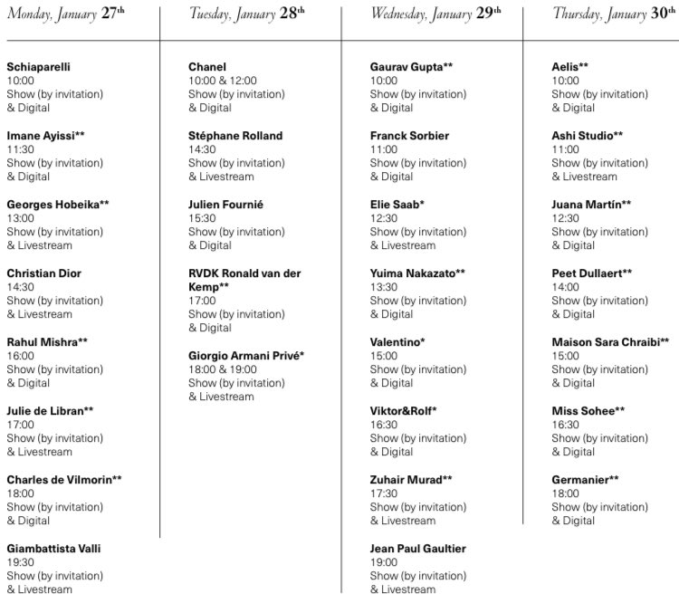 pradapearll's tweet photo. HAUTE COUTURE SS25 WEEK SCHEDULE IS HERE!!!!! 🎀 https://t.co/s7gDAD8hMj