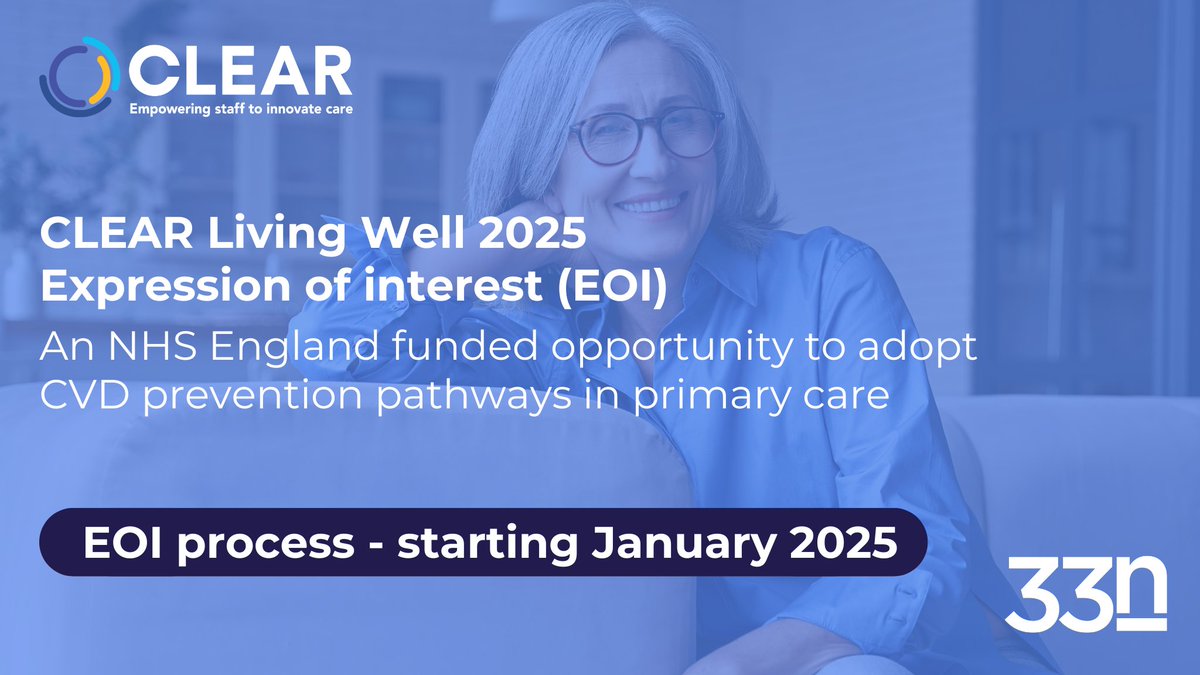 clear4care's tweet image. 🚀 CLEAR Living Well 2025 is launching!
The National CLEAR Programme, funded by @NHSEngland , is offering 4 NHS systems and up to 16 PCNs per system the chance to participate in a fully funded programme to transform CVD prevention and upskill the workforce.
📅 Join our webinar…