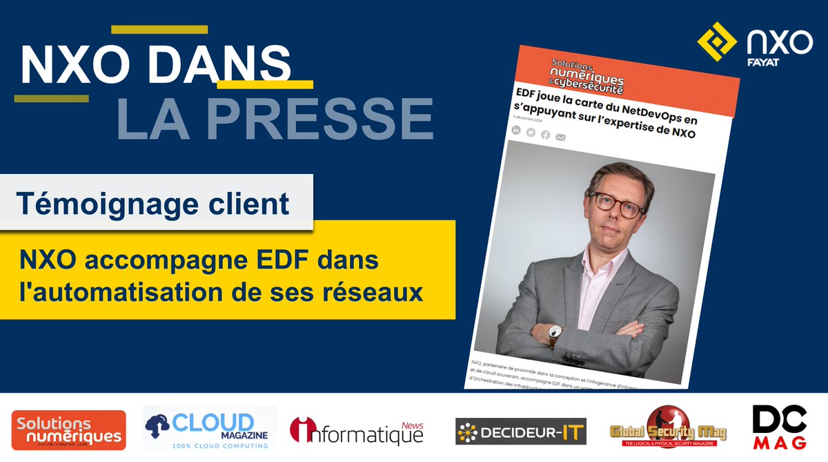 EDF adopte NetDevOps avec <a href="/NXOFrance/">NXO France</a> , accélérant la migration des services et renforçant la performance opérationnelle de son SI. nxo.eu/actus/edf-joue…
#Automatisation #NetDevOps #Innovation #NXO