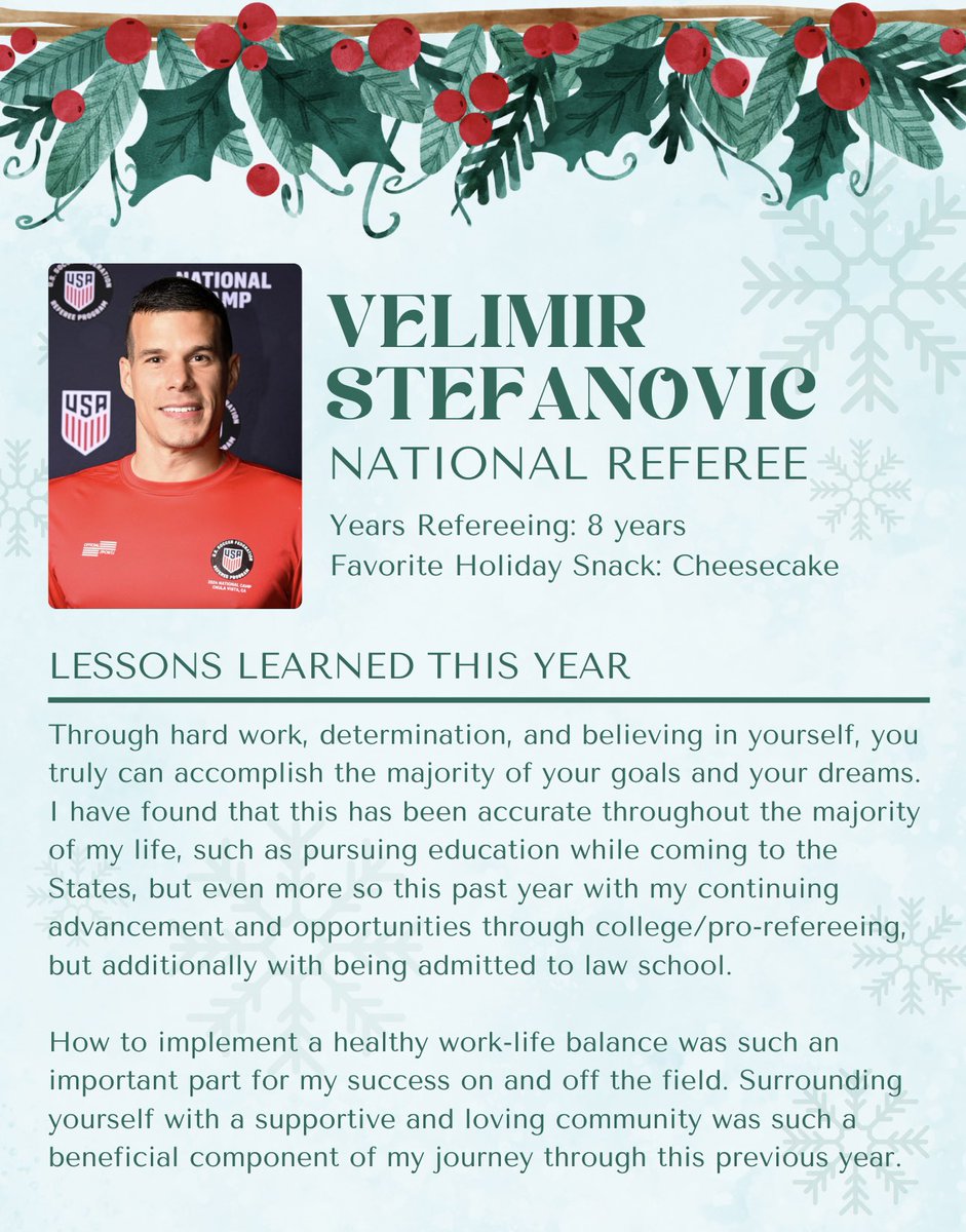 KSRefereePro's tweet photo. On the 4th Day of Refsmas, our referee Velimir Stefanovic learned this year.…

So each day until Christmas we ask a Kansas referee to tell us a lesson they’ve learned throughout the past year of refereeing.

#KSRefPro #KansasReferees #KRDP #Refsmas @ussoccer_ref https://t.co/0fyCQdEM0m