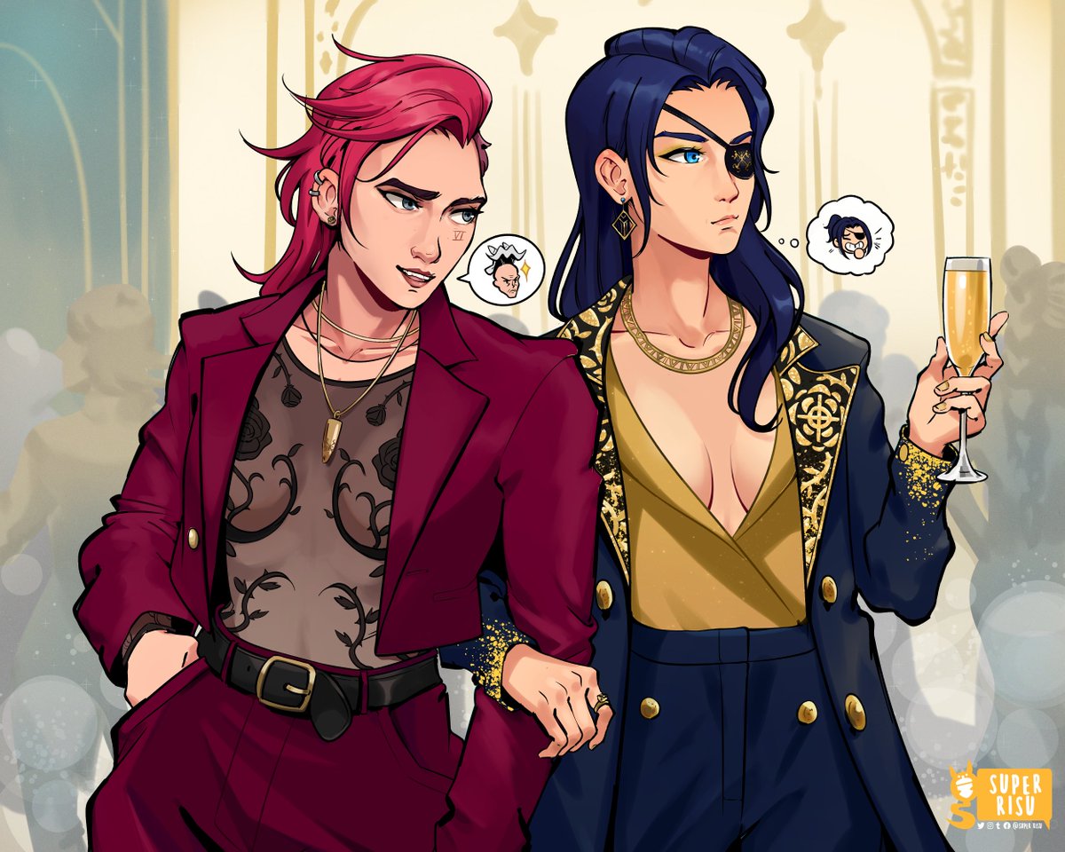 SuperRisu's tweet photo. Inside jokes at the Ferros Winter Ball #caitvi #arcane #artoflegends https://t.co/TV3ZNlYiCE