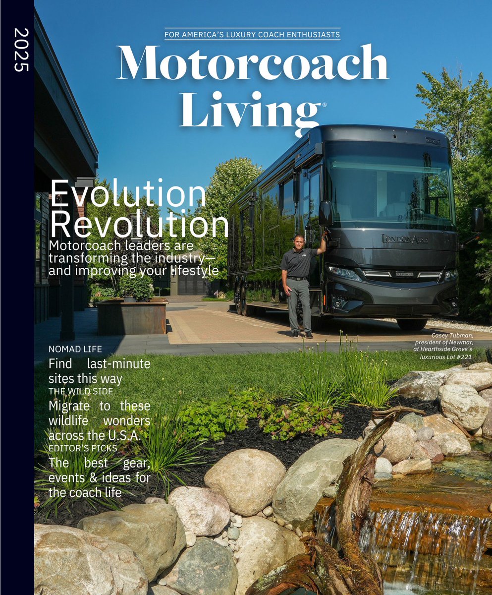 We’re thrilled to share that Newmar President Casey Tubman is featured on the cover of this year’s Motorcoach Living magazine!

Check out the cover and get your copy of Motorcoach Living magazine here: bit.ly/4gH3BxR.
 #LondonAire #MotorcoachLiving #HearthsideGrove