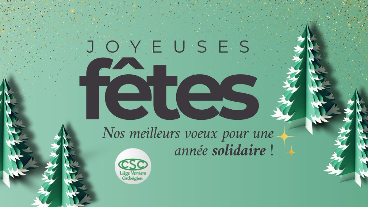 La CSC Liège Verviers Ostbelgien vous souhaite à toutes et tous de belles fêtes de fin d'année ✨💚