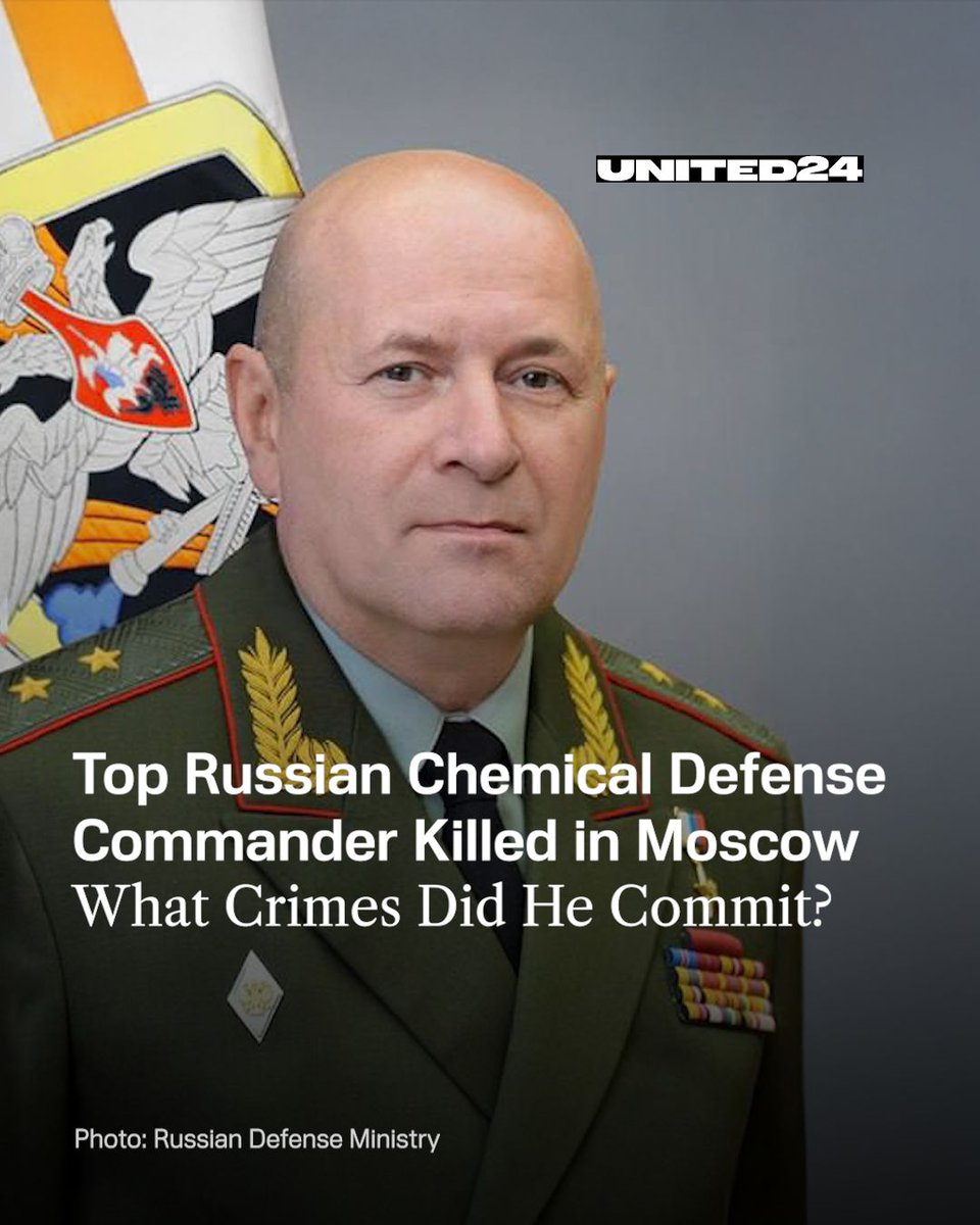 United24media's tweet photo. One of Russia’s top war commanders was killed today. 

He was accused of using chemical weapons in Ukraine and was linked to numerous war crimes.

🧵 1/6 https://t.co/YdJrxRpSt7
