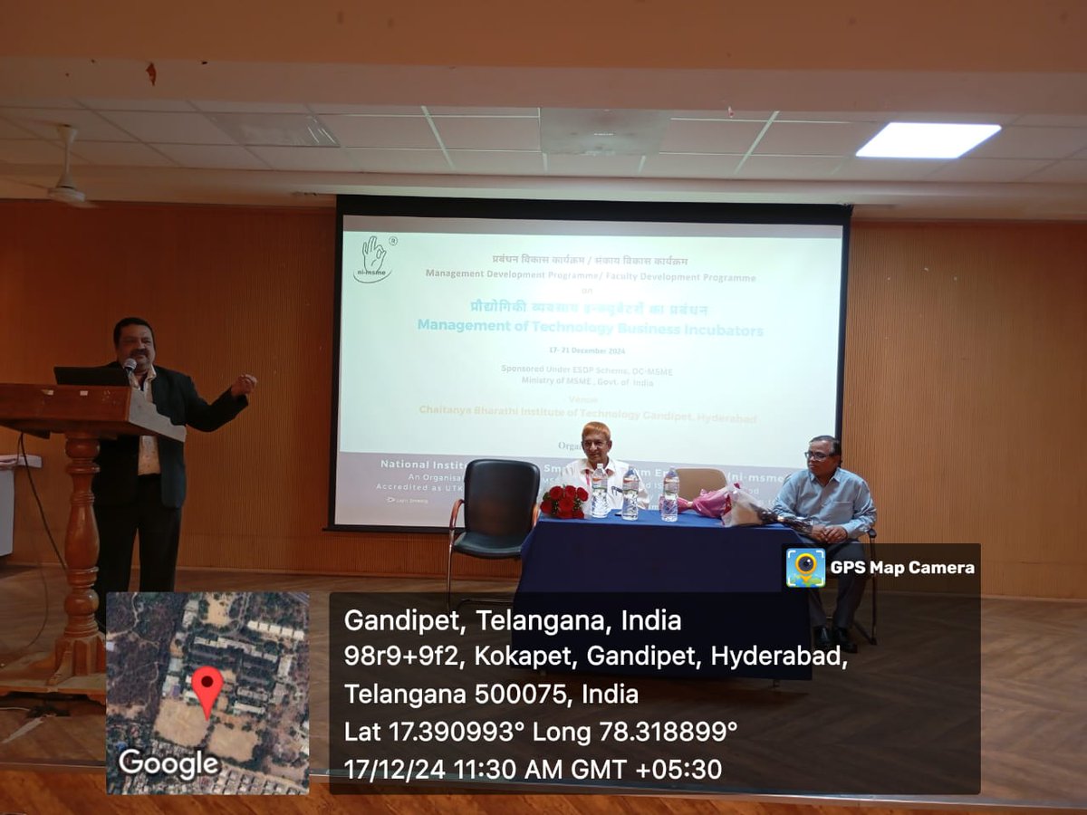 nimsmeeconnect's tweet image. Management Development Programme on Management of Business incubator sponsored by DC-MSME started today at prestigious #CBIT, Gandipet, #Hyderabad.  Vivek Kumar FM, ni-msme after inauguration handled one interactive session on opportunities available for young technocrats.
