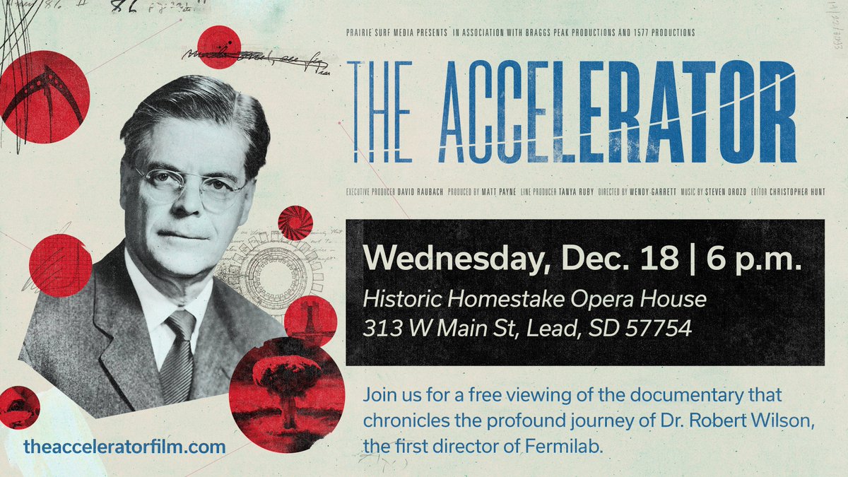 SOUTH DAKOTA NEIGHBORS: Join us tomorrow (Wednesday, Dec. 18) at the Historic Homestake Opera House for a free screening of "The Accelerator" and a Q&amp;A with the film's producer! Today's Black Hills Pioneer goes behind the scenes of the making of the film. bhpioneer.com/local_news/fro…