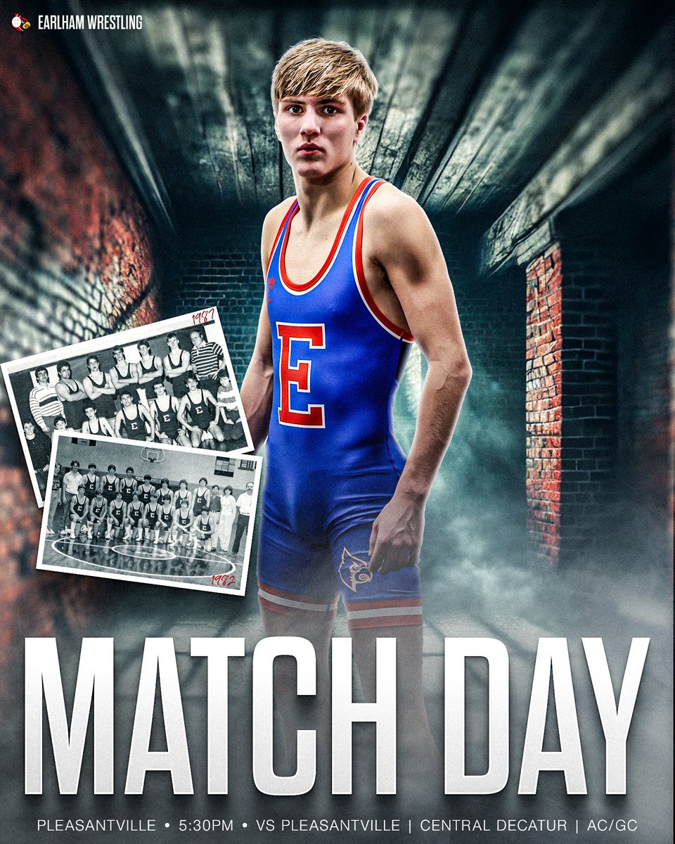 Earlham Wrestling (@earlhamwrestle) on Twitter photo MATCH DAY
📍Pleasantville
🆚 Pleasantville, AC/GC, Central Decatur
⏰ 5:30 PM
#SetTheStandard #LetItFly #newthreads #throwbacks MATCH DAY
📍Pleasantville
🆚 Pleasantville, AC/GC, Central Decatur
⏰ 5:30 PM
#SetTheStandard #LetItFly #newthreads #throwbacks