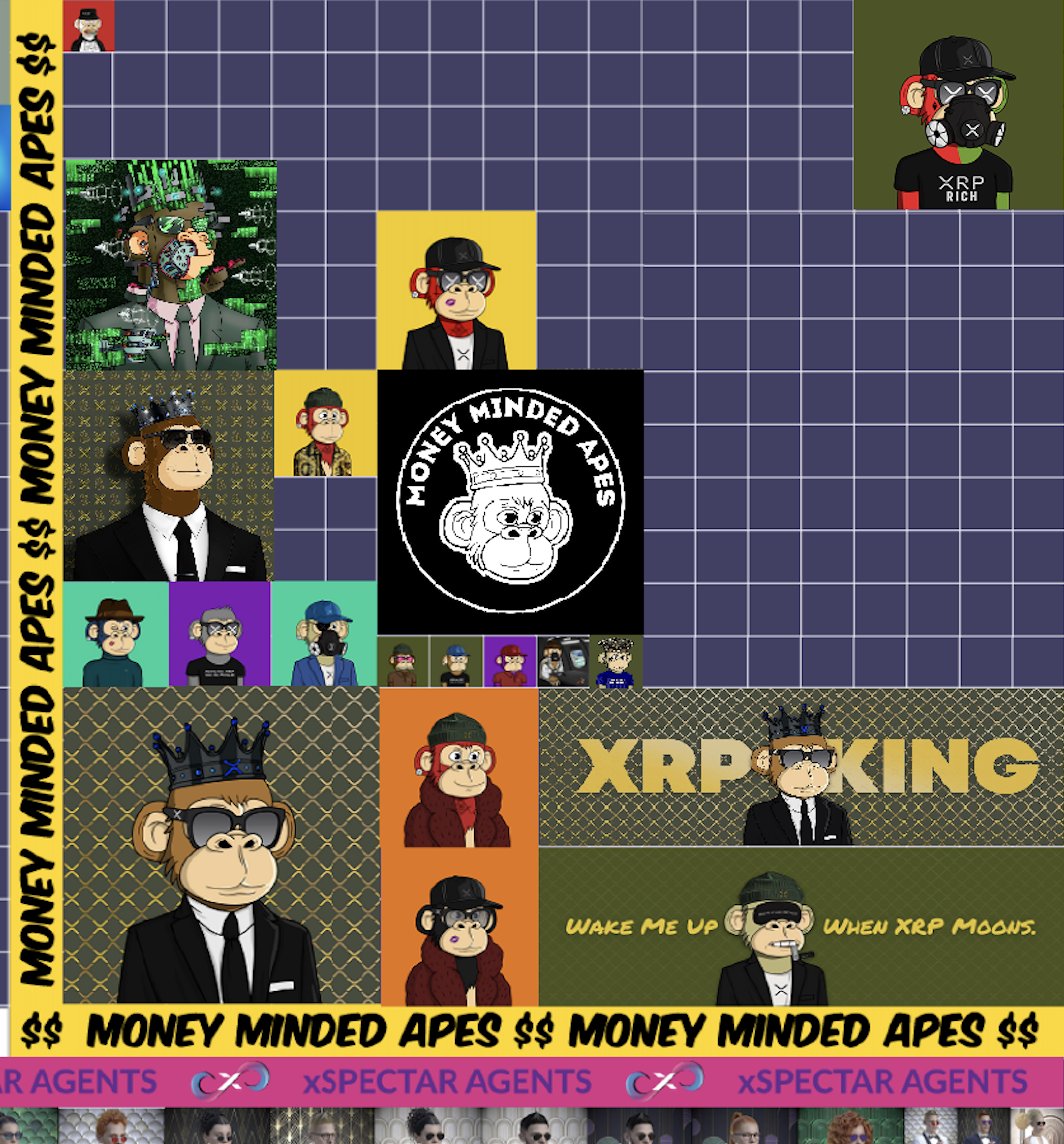 The <a href="/moneymindedapes/">Money Minded Apes</a> are one of the most beloved and visible projects on the Million Pixel #XRP Wall, right from the start!🌟
A huge thanks to all the Apes out there! 🐒
We’re confident this exclusive spot will soon be filled with these amazing NFTs. 🎨
Stay tuned for some